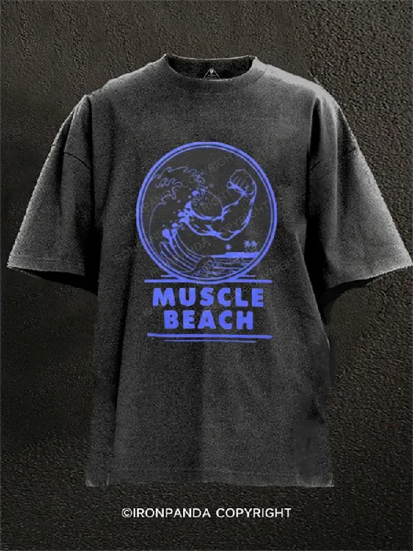 T-shirts with unique designs for fashion enthusiasts-Muscle Beach Washed Gym Shirt