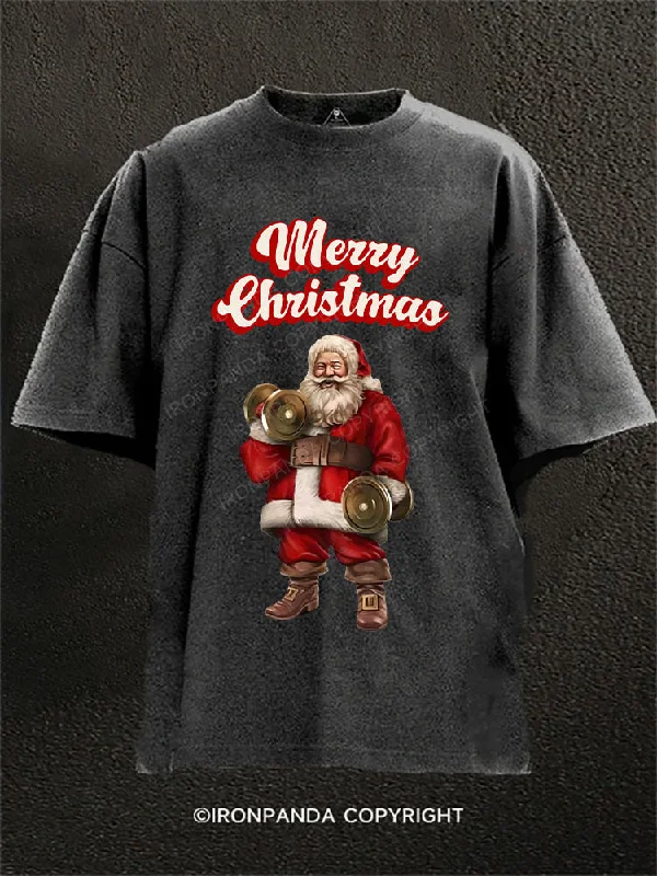 Eco-friendly T-shirts for sustainable living-Merry Christmas Washed Gym Shirt