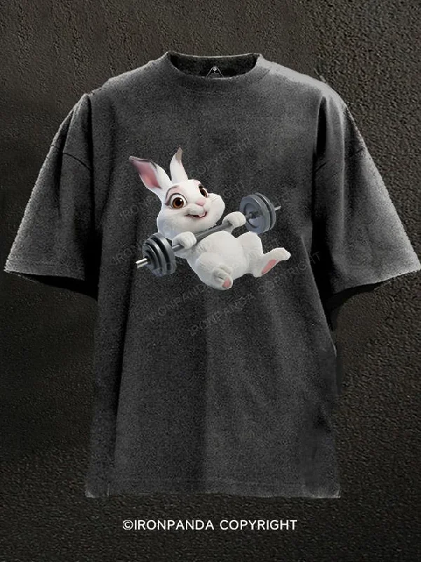 Long-sleeve T-shirts for cooler weather-bunny workout Washed Gym Shirt