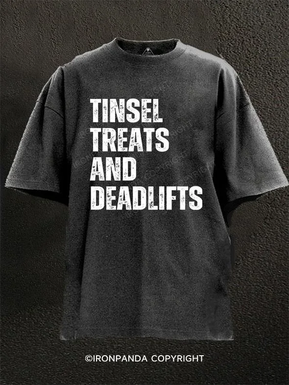 Stylish T-shirts with graphic designs for casual wear-Tinsel treats and deadlifts Washed Gym Shirt