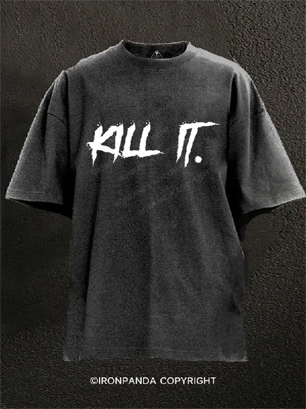 Custom printed T-shirts with logos-KILL IT Washed Gym Shirt