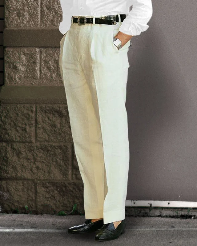 Comfortable sweatpants with soft fabric for lounging-Linen Fresco Cream Dress Pant