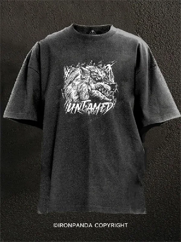 High-quality T-shirts for team events-Untamed Wolf Washed Gym Shirt