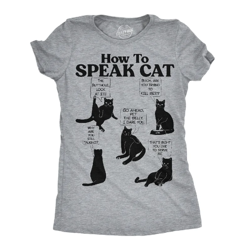 Eco-conscious T-shirts with organic materials-How To Speak Cat Women's T Shirt