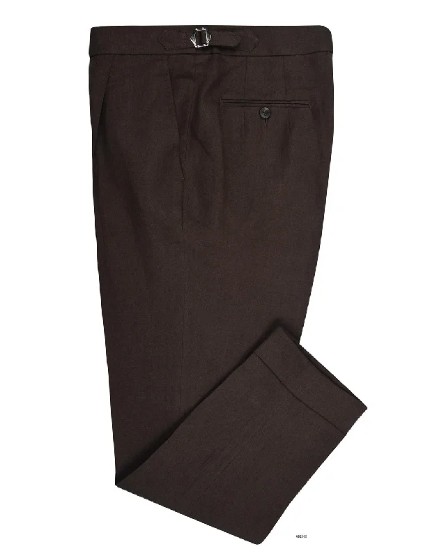 Athletic pants for gym workouts and sports-Loro Piana: Dark Brown Linen