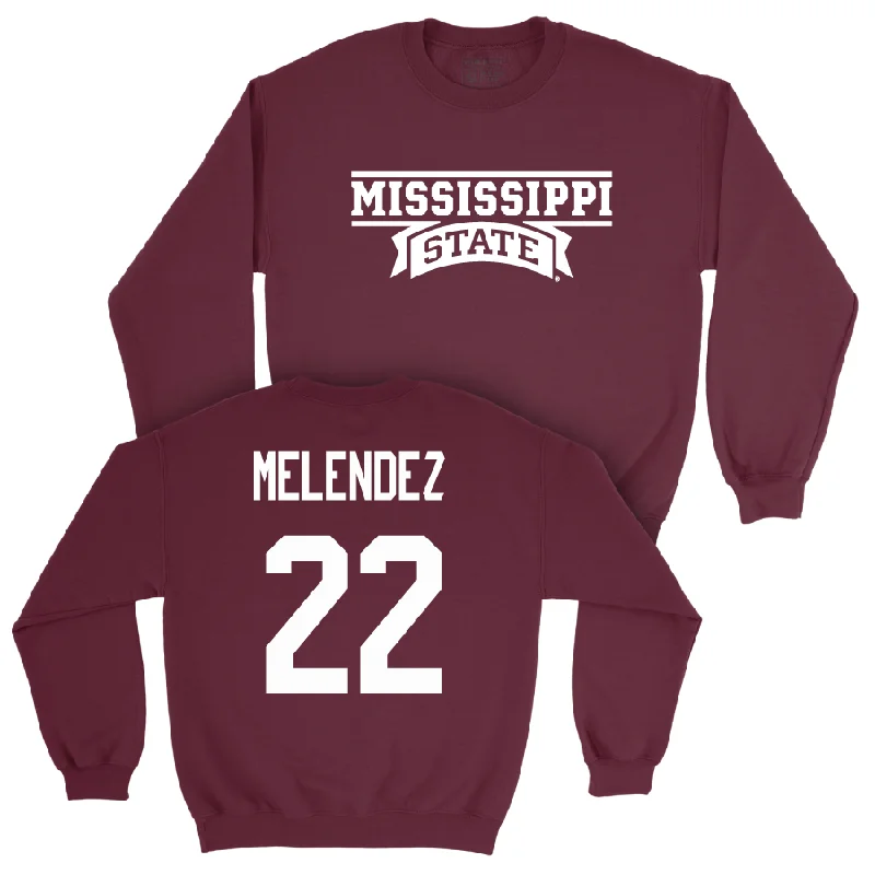 Custom long sleeve shirts for team uniforms-Maroon Men's Basketball Team Crew  - RJ Melendez