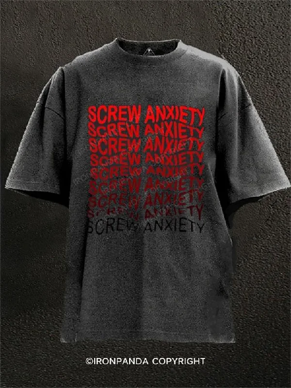 High-quality T-shirts for team events-SCREW ANXIETY... Washed Gym Shirt