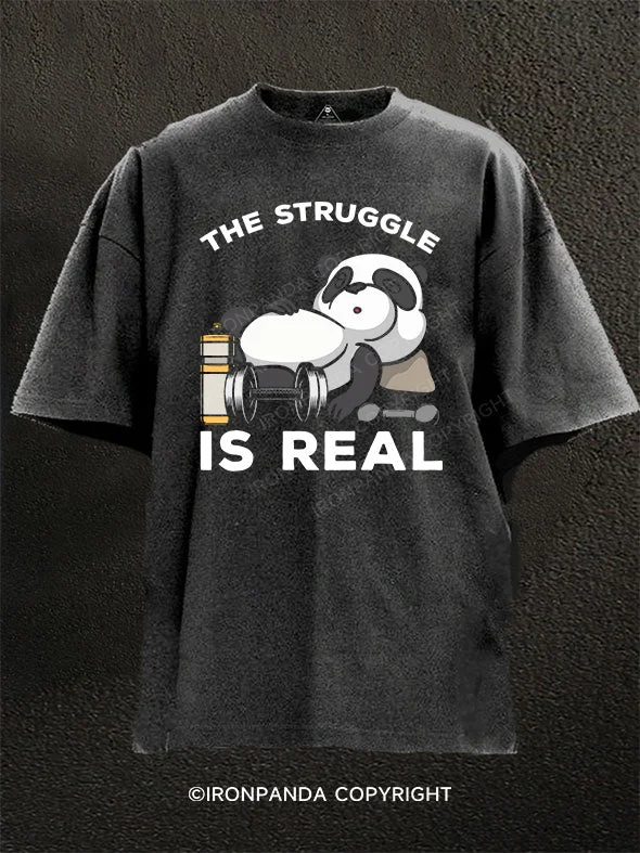 Stylish T-shirts with graphic designs for casual wear-the struggle is real panda Washed Gym Shirt