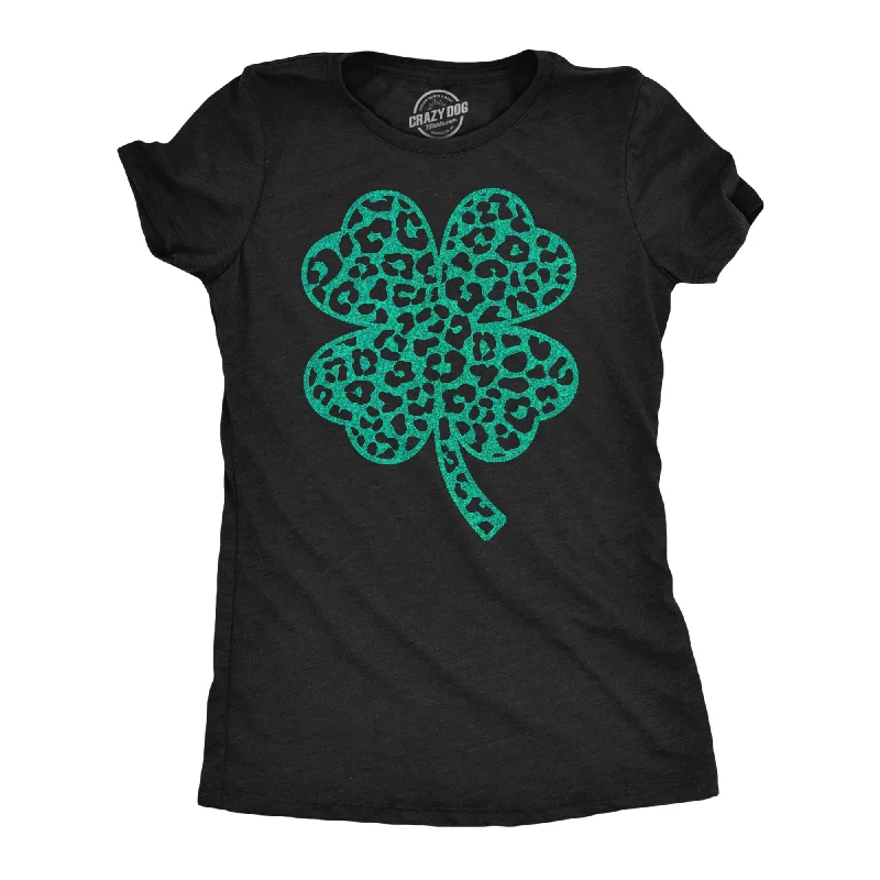 T-shirts with vintage graphics for retro fashion-Leopord Print Clover Women's T Shirt