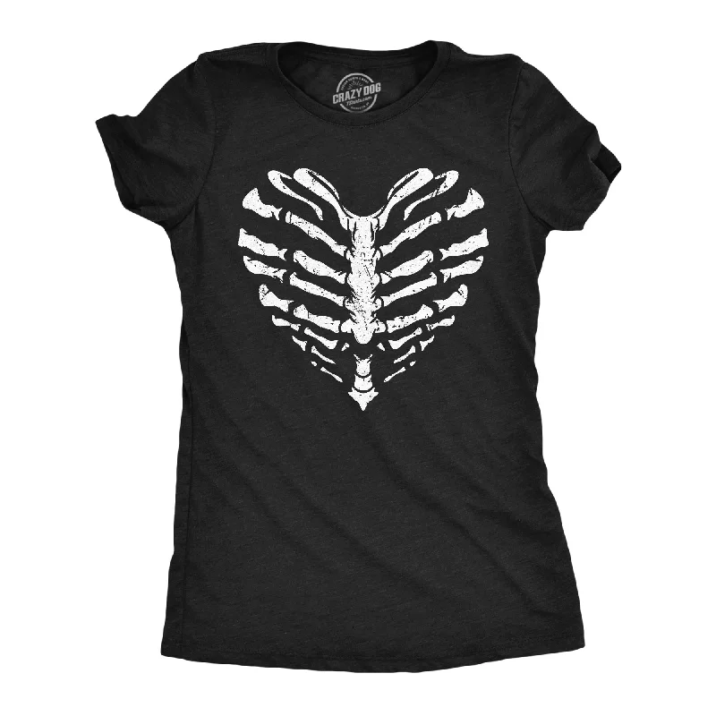 T-shirts for casual wear in every season-Skeleton Ribcage Heart Women's T Shirt