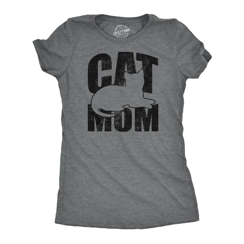 Custom T-shirts for school sports teams-Cat Mom Outline Women's T Shirt