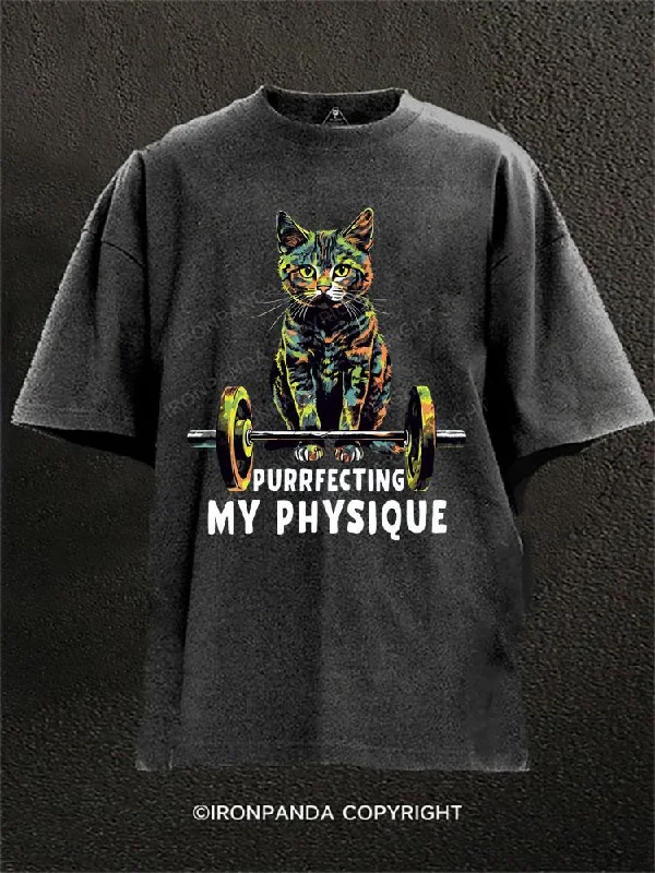 T-shirts for casual outfits with chic designs-PURRFECTING MY PHYSIQUE Washed Gym Shirt