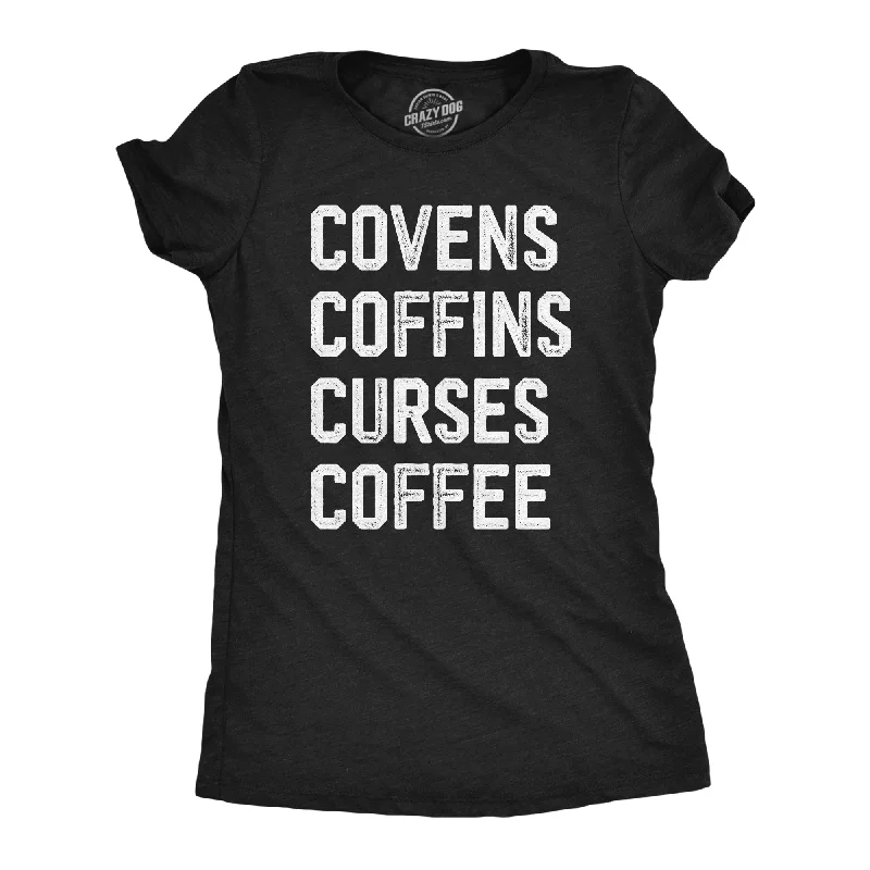 Vintage-style T-shirts for retro lovers-Covens Coffins Curses Coffee Women's T Shirt