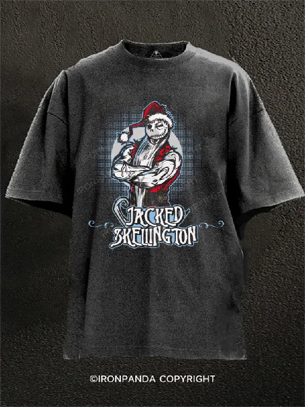 Custom T-shirts for family reunions-JACKED Skellington Washed Gym Shirt