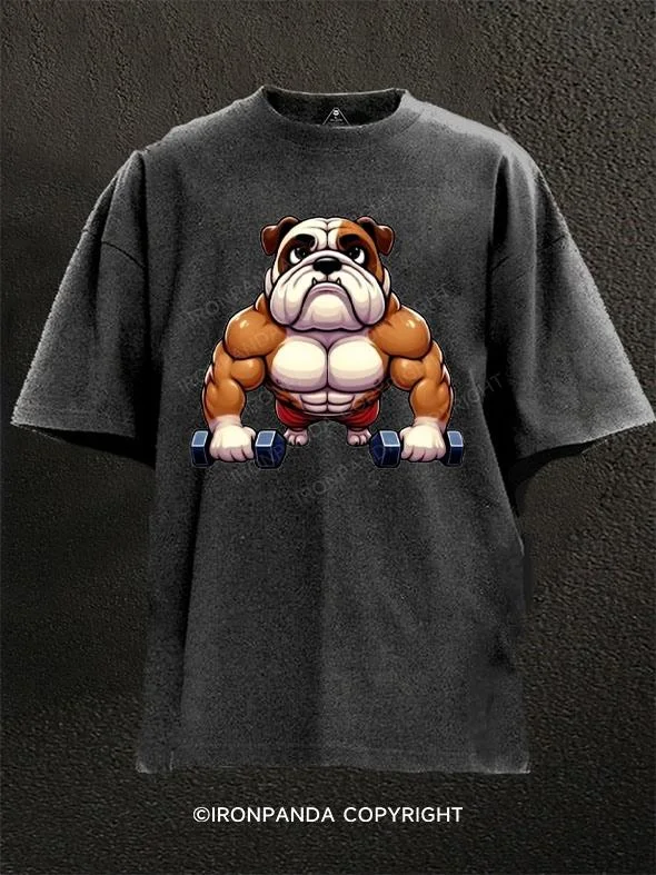 Best quality T-shirts for printing custom logos-Fit Bulldog Washed Gym Shirt