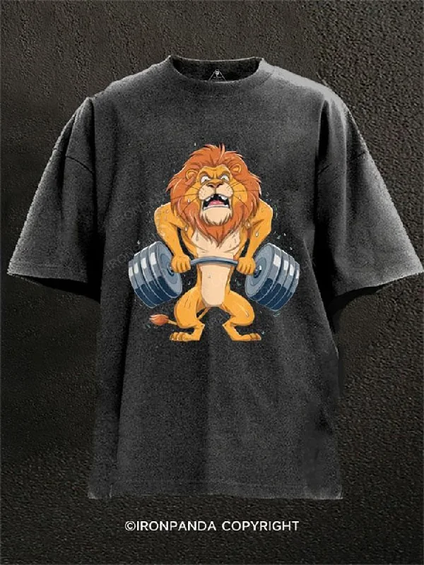 T-shirts for charity events and fundraising-Lion Workout Washed Gym Shirt