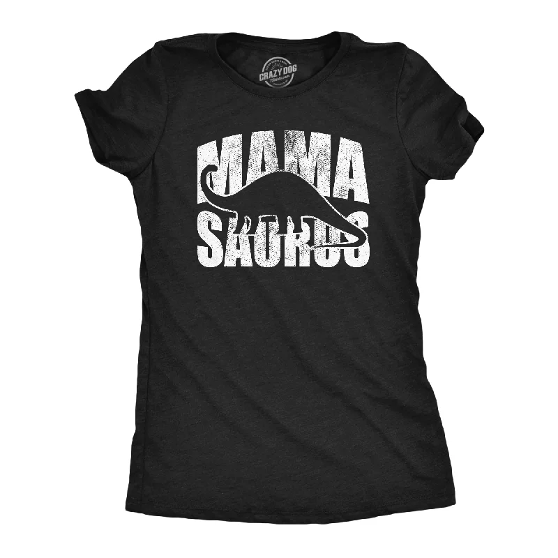 Custom T-shirts with names and numbers-Mamasaurus Silhouette Women's T Shirt