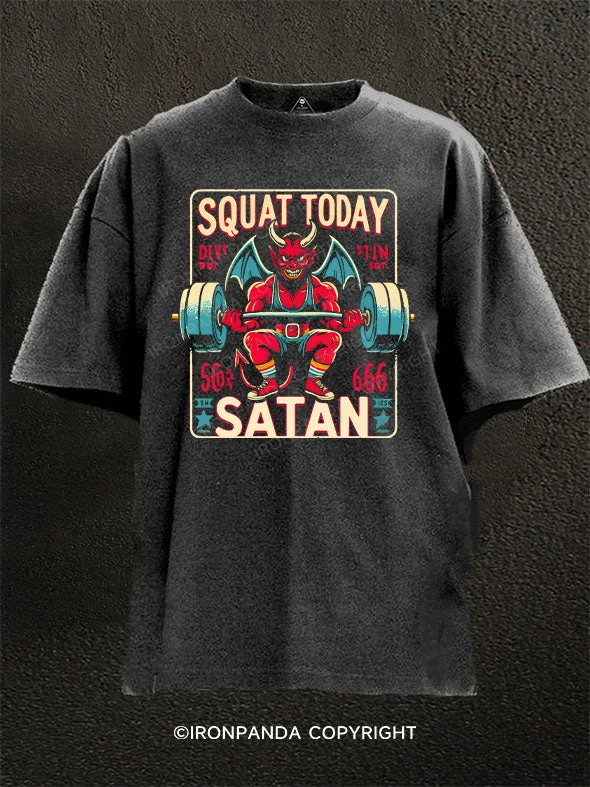 Athletic fit T-shirts for a sleek silhouette-Squat Today Satan Washed Gym Shirt