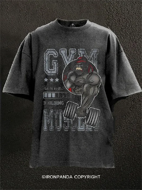 T-shirts with bold prints for stand-out style-Gorilla Muscles Washed Gym Shirt