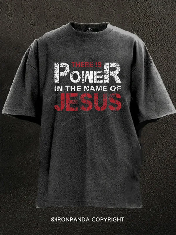 Organic cotton T-shirts for eco-friendly fashion-There is Power In The Name Of Jesus Washed Gym Shirt