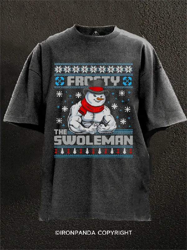 High-quality cotton T-shirts for breathable comfort-Frosty The Swoleman Washed Gym Shirt