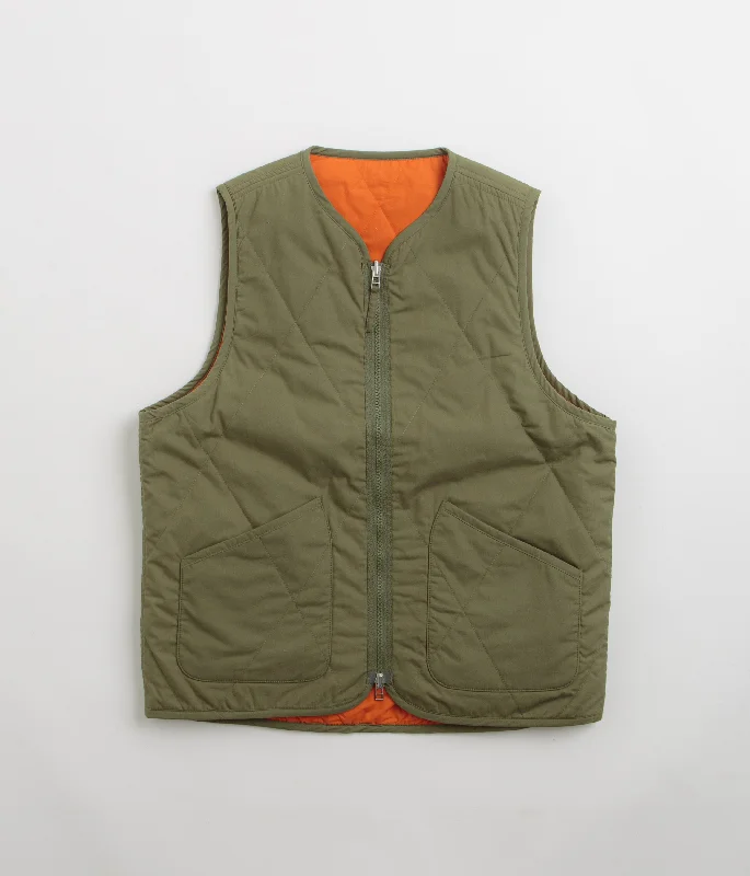 Custom sports jackets for active lifestyles-Universal Works Reversible Military Liner Gilet - Olive / Orange