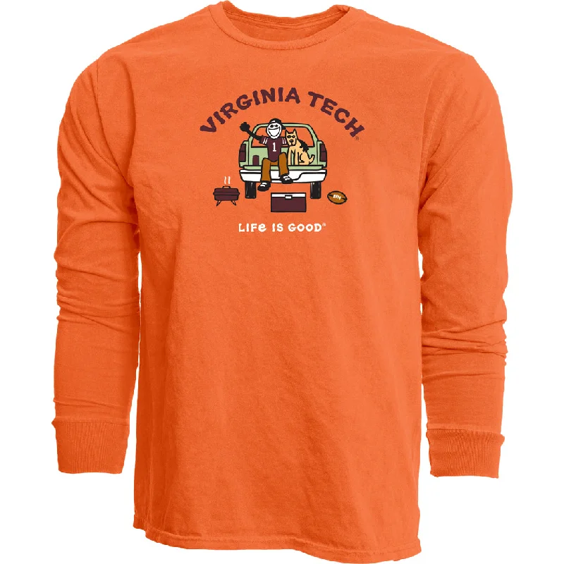 Custom tie-dye T-shirts for creative fashion-Virginia Tech Life is Good Tailgate Time Long-Sleeved T-Shirt