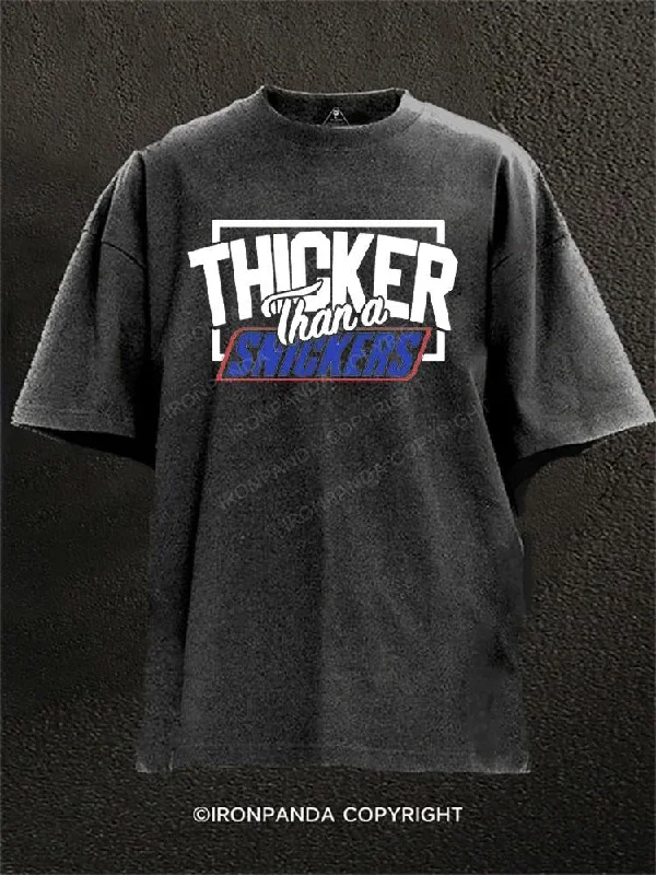 T-shirts with custom slogans for event promotion-Thicker Then A Snicker Washed Gym Shirt