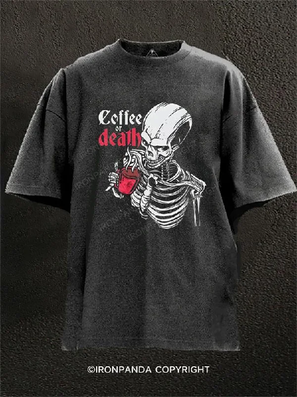 Performance T-shirts for sports and active wear-Coffee or death Washed Gym Shirt