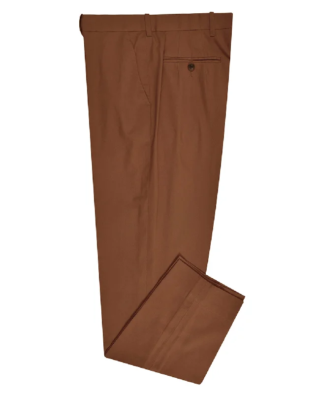 Stretch pants for flexible movement-Fresco: Soft Brick Brown Stretch Twill Dress Pant