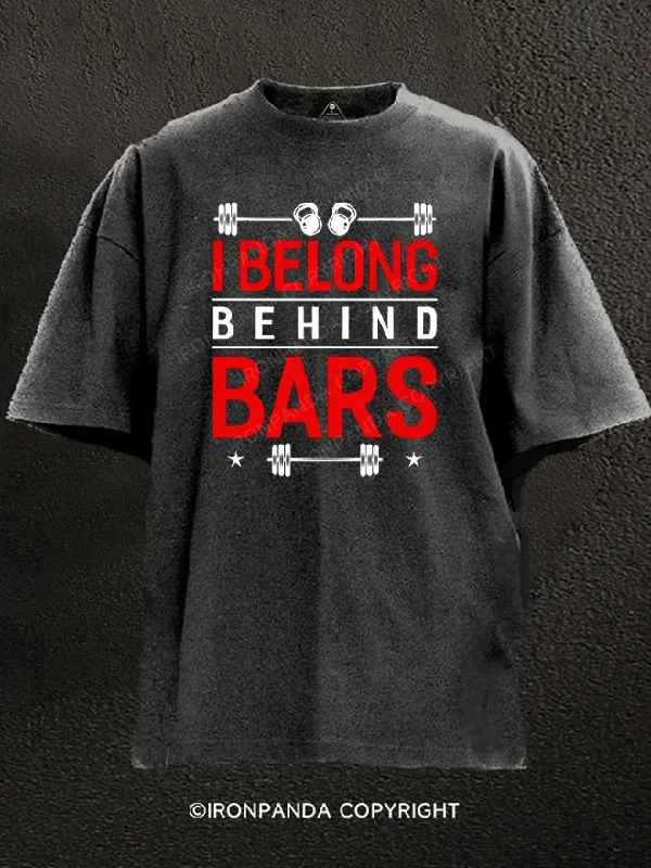 Personalized T-shirts for birthdays and celebrations-i belong behind bars Washed Gym Shirt