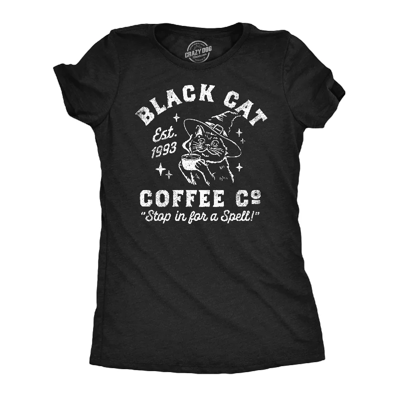 Graphic T-shirts for streetwear fashion-Black Cat Coffee Co Women's T Shirt