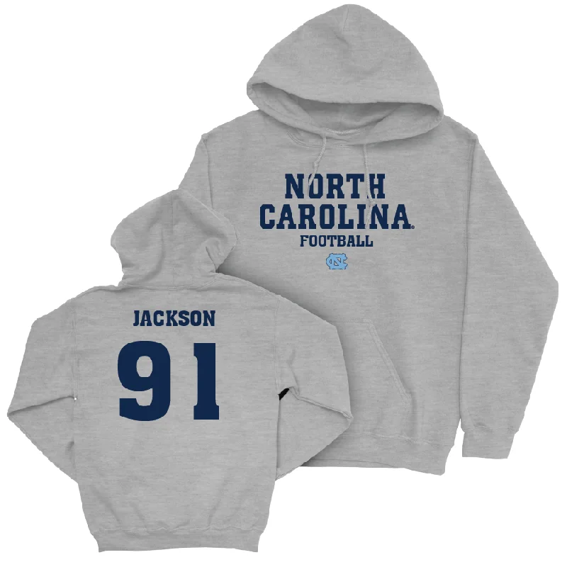 Hoodies with creative illustrations for artistic flair-UNC Football Sport Grey Staple Hoodie   - Leroy Jackson