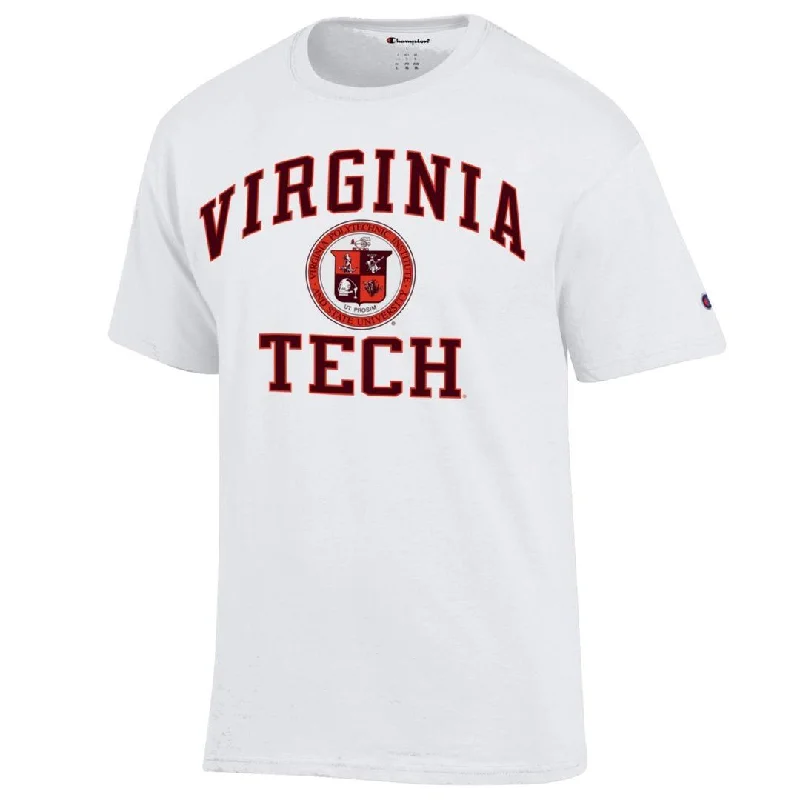 T-shirts with artistic designs for creative minds-Virginia Tech Seal T-Shirt: White by Champion