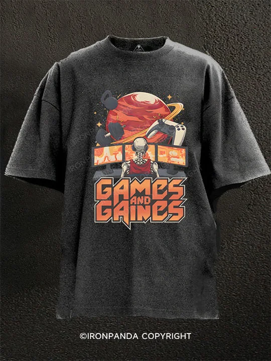 Soft and breathable T-shirts for comfort-GAMES and GAINES Washed Gym Shirt