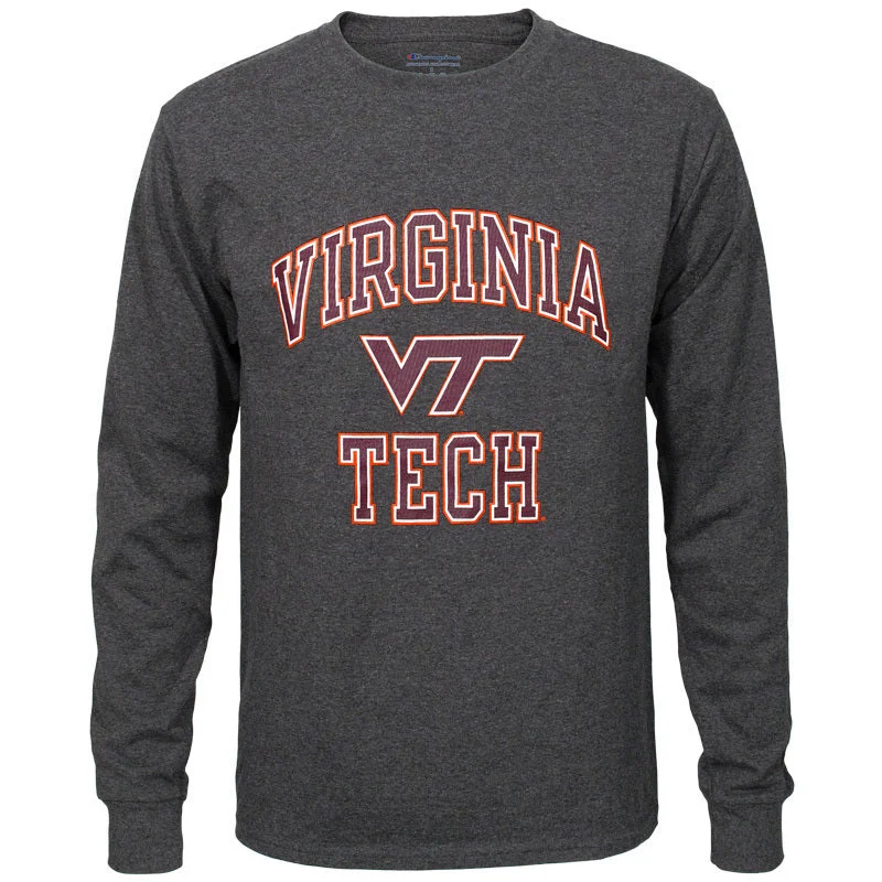 Personalized T-shirts for wedding parties-Virginia Tech Basic Long-Sleeved T-Shirt: Granite Heather by Champion