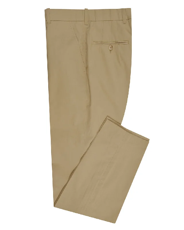 Custom pants for company uniforms and branding-Dark Beige Plain Cotton Dress Pant