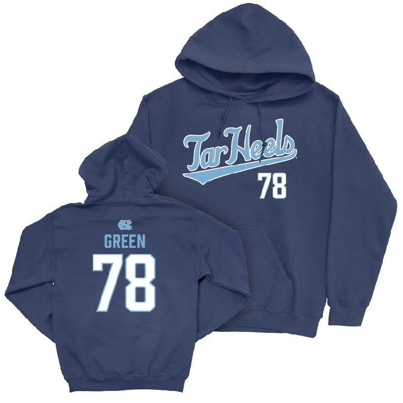 Soft hoodies with ribbed cuffs for a cozy fit-UNC Football Navy Script Hoodie - Trevyon Green