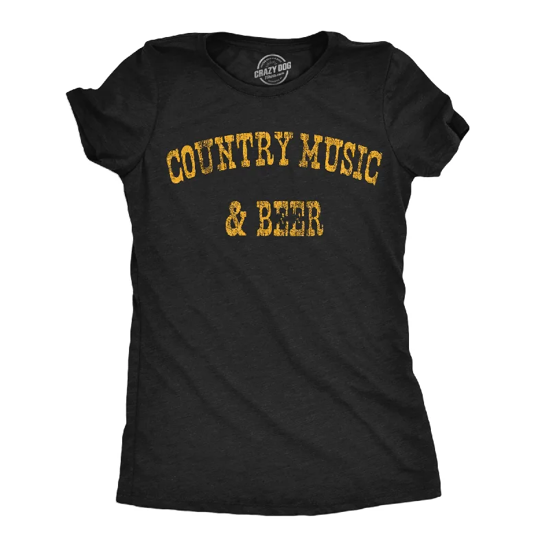 T-shirts with humorous slogans for fun fashion-Country Music And Beer Women's T Shirt