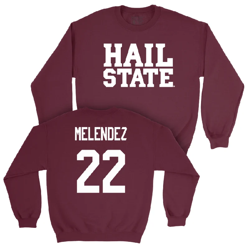 Stylish long sleeve tees for casual fashion-Maroon Men's Basketball Hail Crew  - RJ Melendez