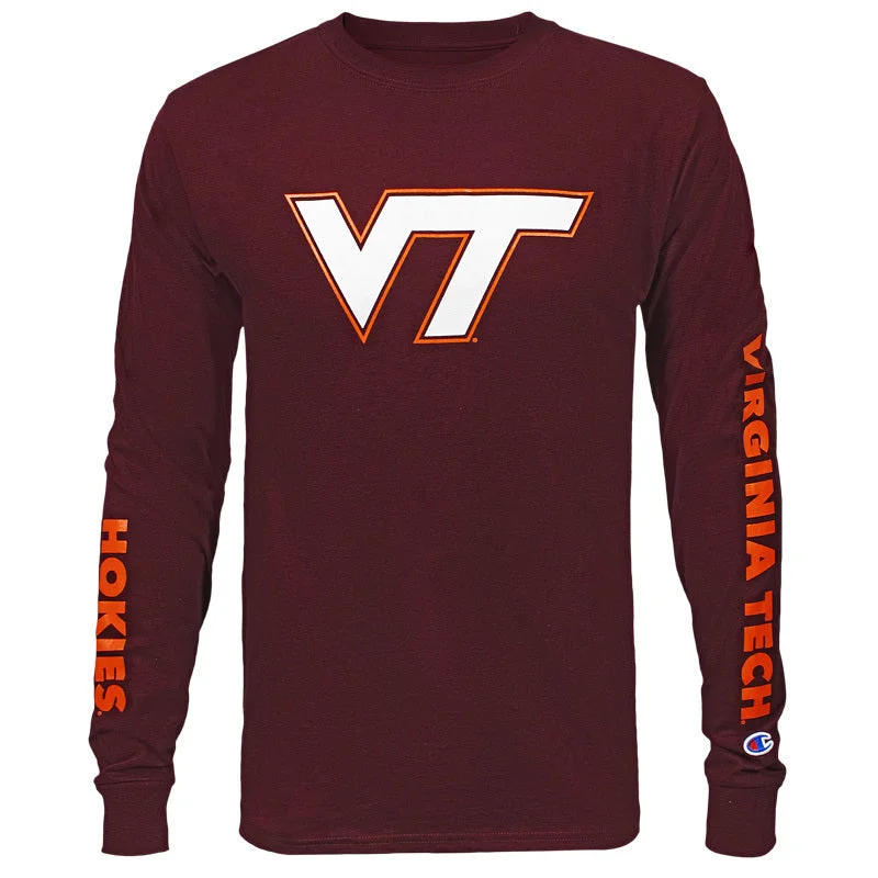 High-performance T-shirts for active lifestyles-Virginia Tech Hokies Long-Sleeved T-Shirt: Maroon by Champion