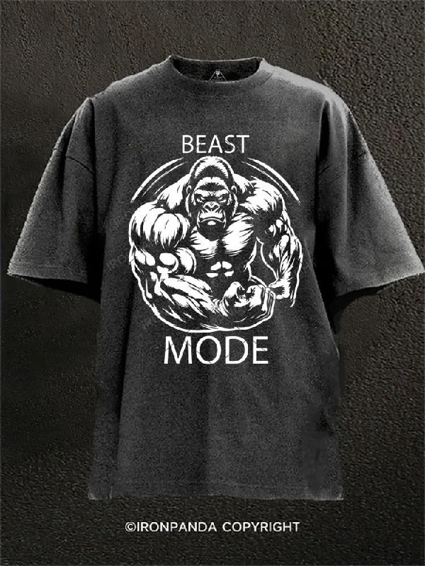 Stylish T-shirts with graphic designs for casual wear-BEAST MODE Washed Gym Shirt