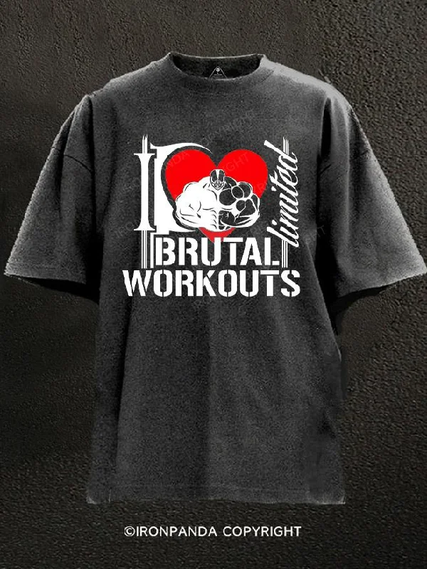 T-shirts with cool quotes for casual wear-Brutal Workout Washed Gym Shirt