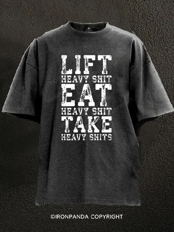 Soft and breathable T-shirts for comfort-lift eat take Washed Gym Shirt