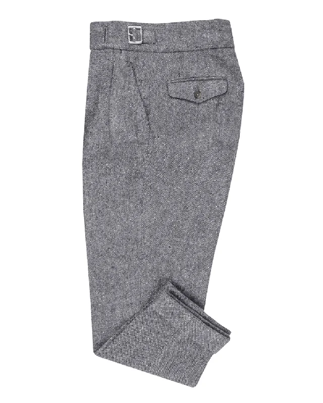 Soft fleece-lined pants for winter wear-Molloy Plain Donegal Tweed Pants - Grey