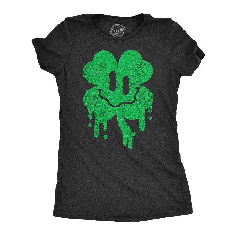 Custom T-shirts for family reunions-Dripping Clover Face Women's T Shirt