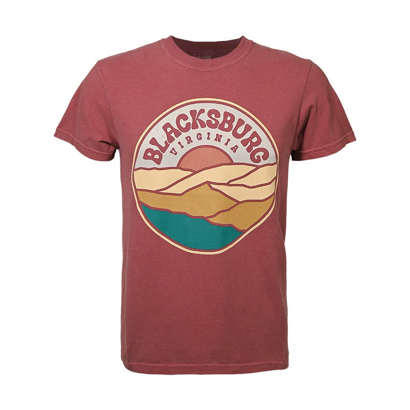 T-shirts with unique designs for fashion enthusiasts-Blacksburg Mountain Circle Comfort Colors T-Shirt: Brick