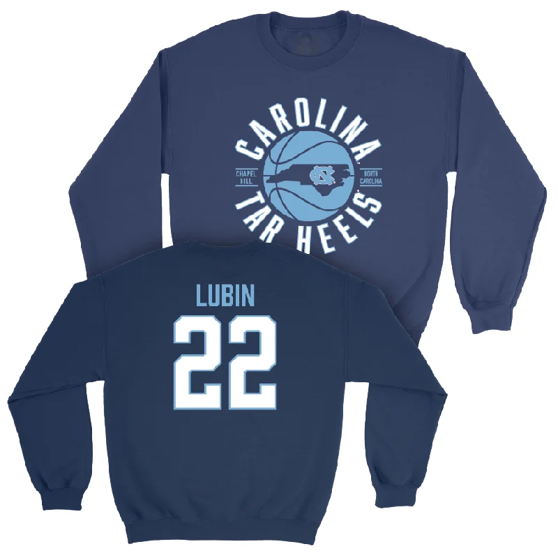 High-performance long sleeve shirts for intense workouts-UNC Men's Basketball Navy Crew  - Ven-Allen Lubin