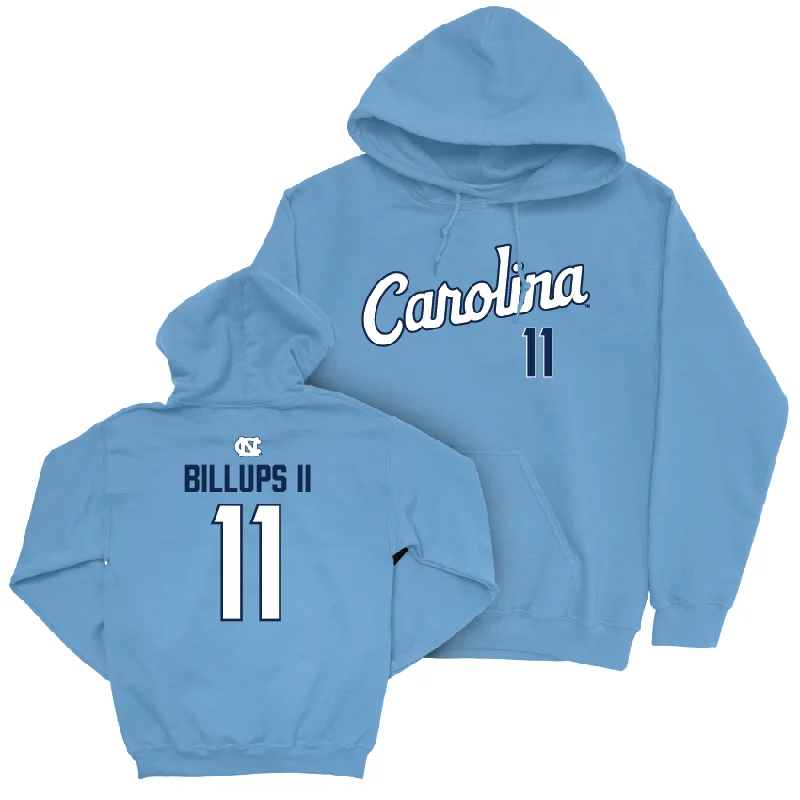 Affordable hoodies for bulk orders-UNC Football Carolina Blue Script Hoodie - Paul Billups II