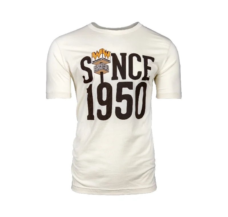 T-shirts with bold prints for stand-out style-Since 1950 Cream Tee